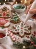 Írómázzal kontúrozott hópihe minta mézeskalácson – mézeskalács díszítő workshop